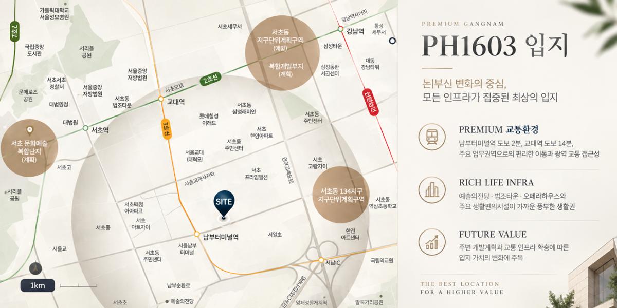 PH1603 입지도 — 주변 인프라 및 교통망